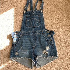 Denim short overalls